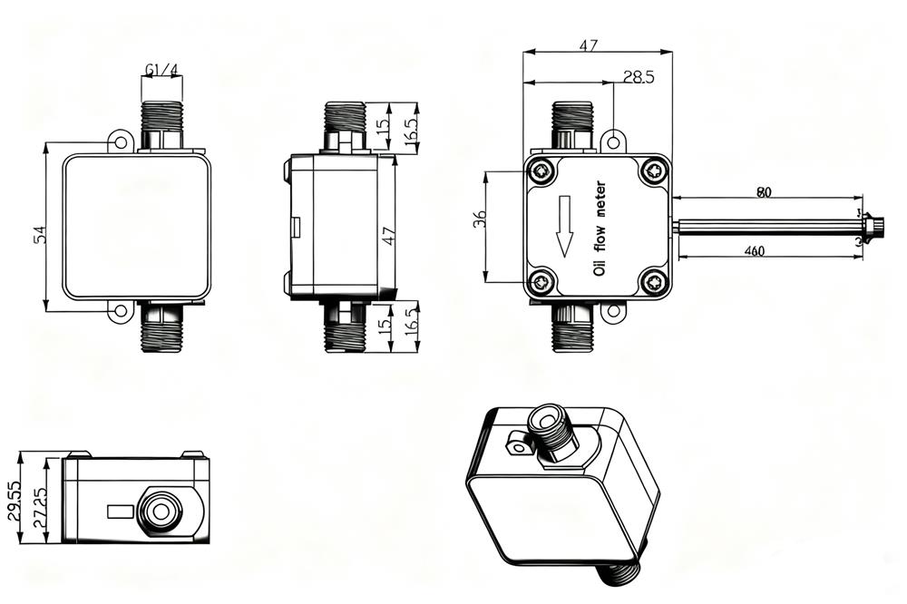 Gear flow sensor dimension G1 4